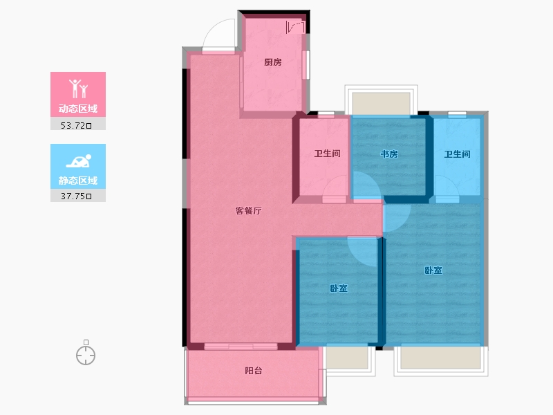 湖北省-荆州市-保利堂悦-81.13-户型库-动静分区