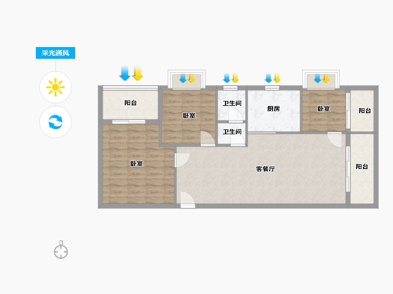 湖南省-岳阳市-丰荟国际-84.40-户型库-采光通风