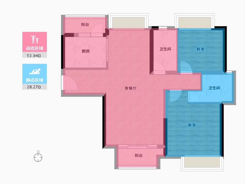 广东省-江门市-方圆月岛首府-73.12-户型库-动静分区