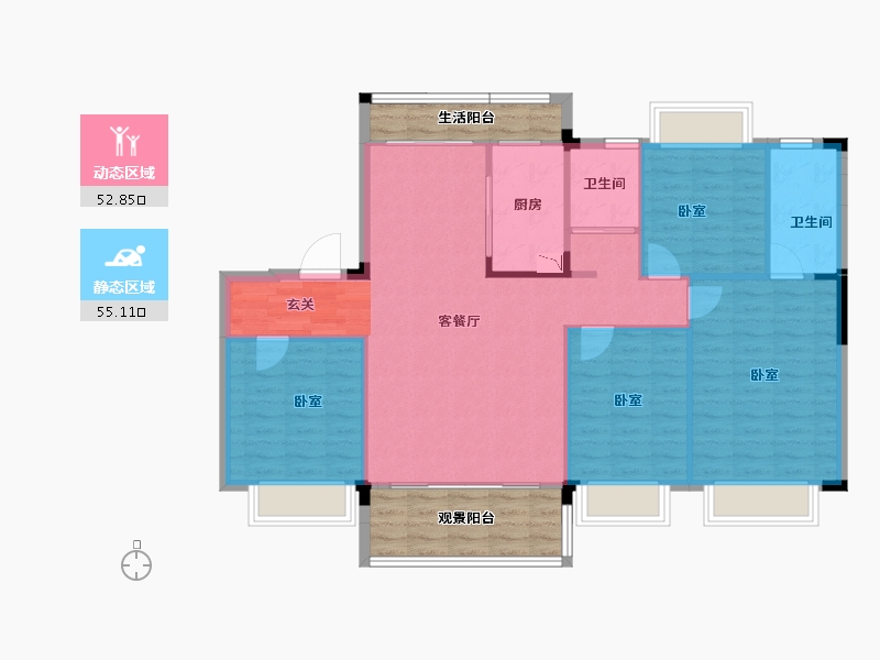 湖南省-邵阳市-邵阳碧桂园凤凰城-110.91-户型库-动静分区