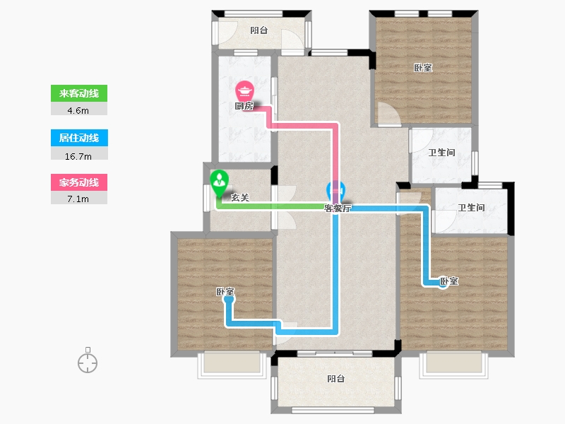 湖北省-武汉市-鹏湖湾十二墅-136.00-户型库-动静线