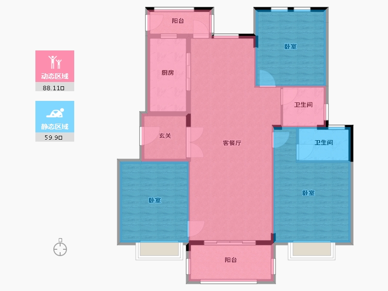 湖北省-武汉市-鹏湖湾十二墅-136.00-户型库-动静分区