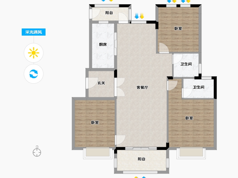 湖北省-武汉市-鹏湖湾十二墅-136.00-户型库-采光通风