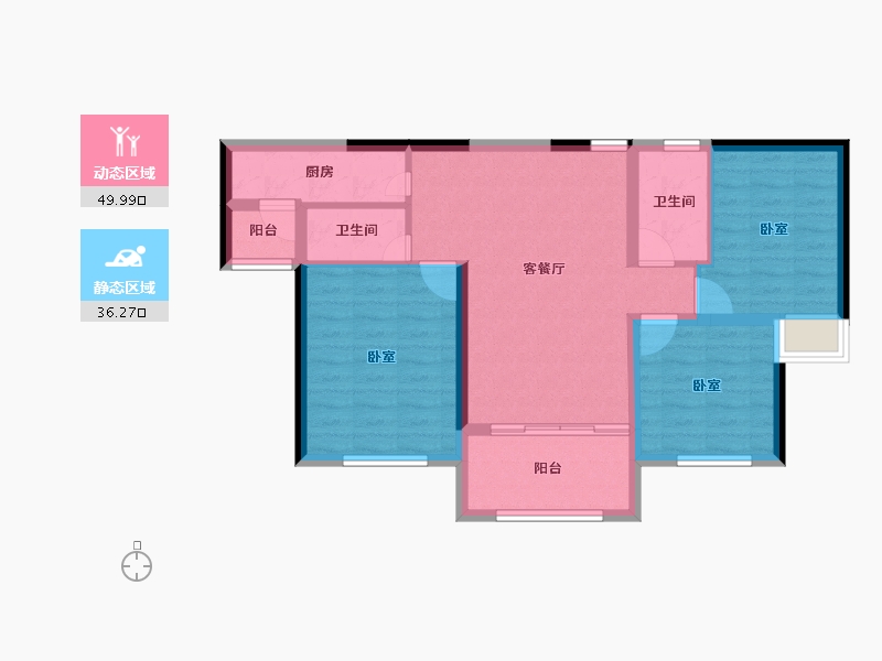 广东省-汕头市-潮南碧桂园云荟府-76.56-户型库-动静分区