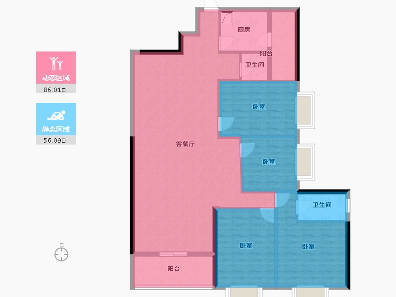 湖南省-株洲市-华苑金逸华府-129.00-户型库-动静分区