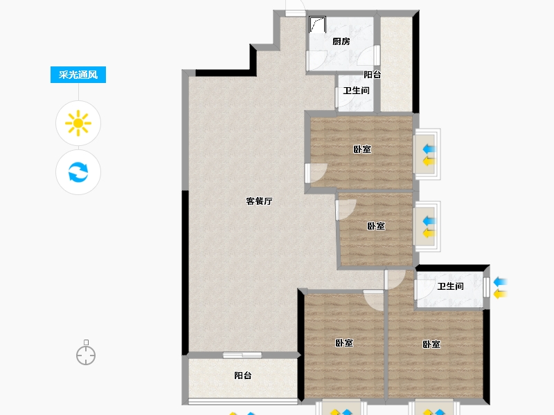 湖南省-株洲市-华苑金逸华府-129.00-户型库-采光通风