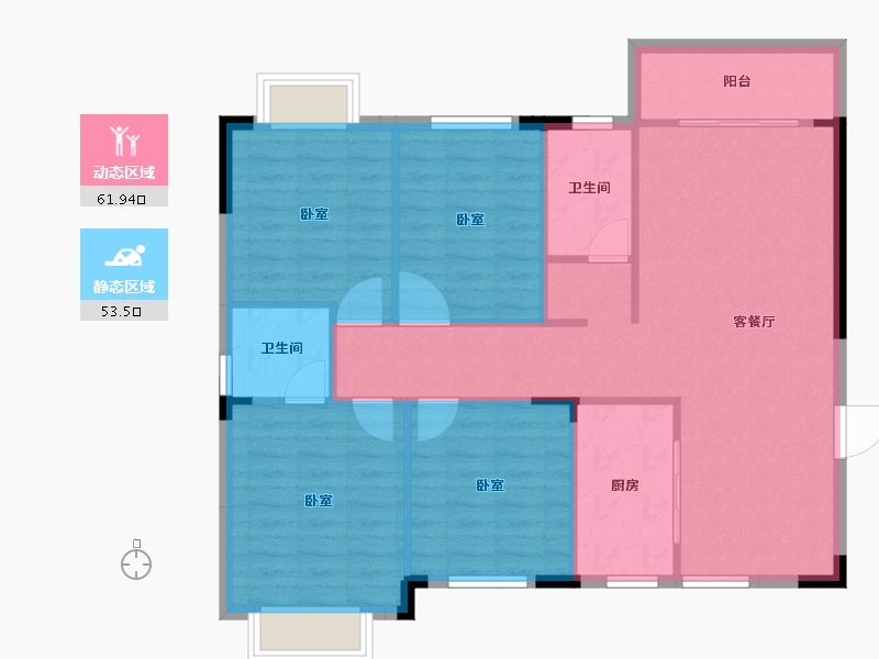 湖南省-邵阳市-魏源和谐嘉园三期-106.08-户型库-动静分区