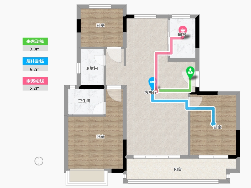 浙江省-绍兴市-合生杭州湾国际新城-95.00-户型库-动静线