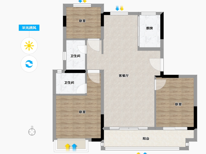 浙江省-绍兴市-合生杭州湾国际新城-95.00-户型库-采光通风