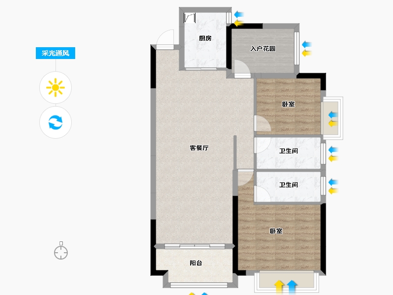 湖南省-长沙市-璞悦府-89.27-户型库-采光通风