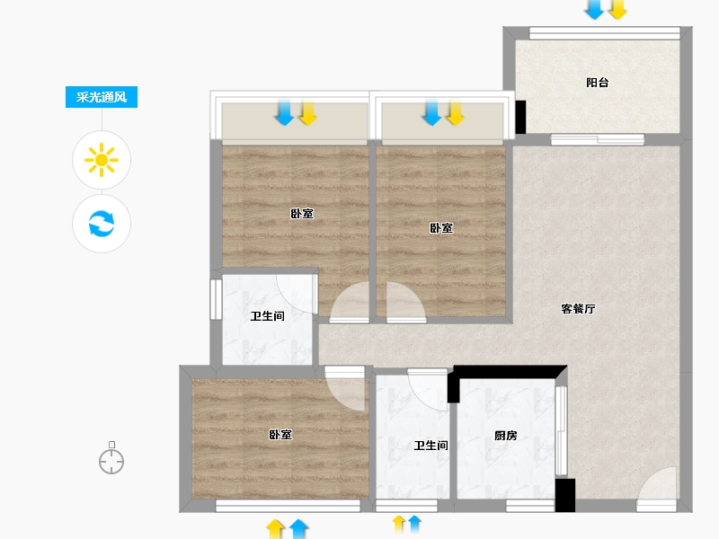 广东省-江门市-缤纷汇广场-68.06-户型库-采光通风