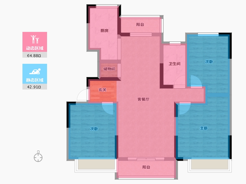 河南省-平顶山市-汝州建业桂园-95.47-户型库-动静分区