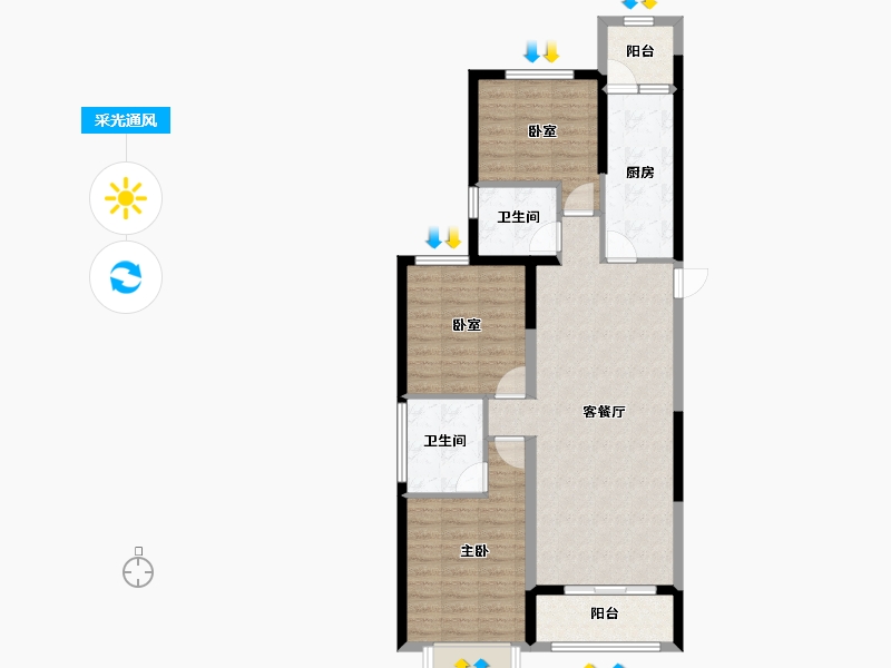 山西省-太原市-太原恒大御湖庄园-92.86-户型库-采光通风