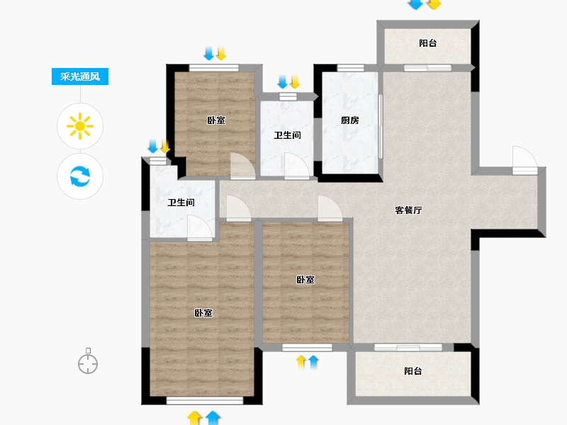 湖北省-武汉市-中城新时代-94.00-户型库-采光通风