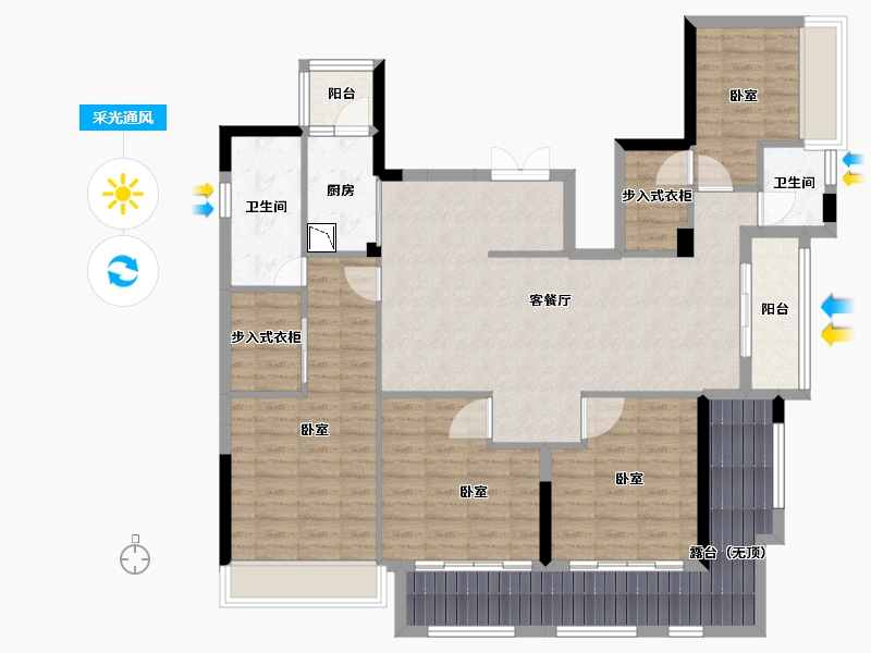 广东省-广州市-天健云山府-128.02-户型库-采光通风