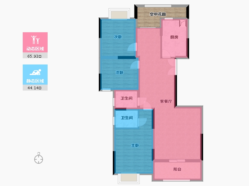 湖南省-长沙市-兴汝金城-104.40-户型库-动静分区