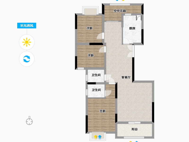 湖南省-长沙市-兴汝金城-104.40-户型库-采光通风