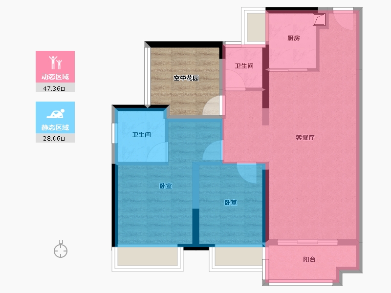 广东省-江门市-旭辉双龙台-73.96-户型库-动静分区