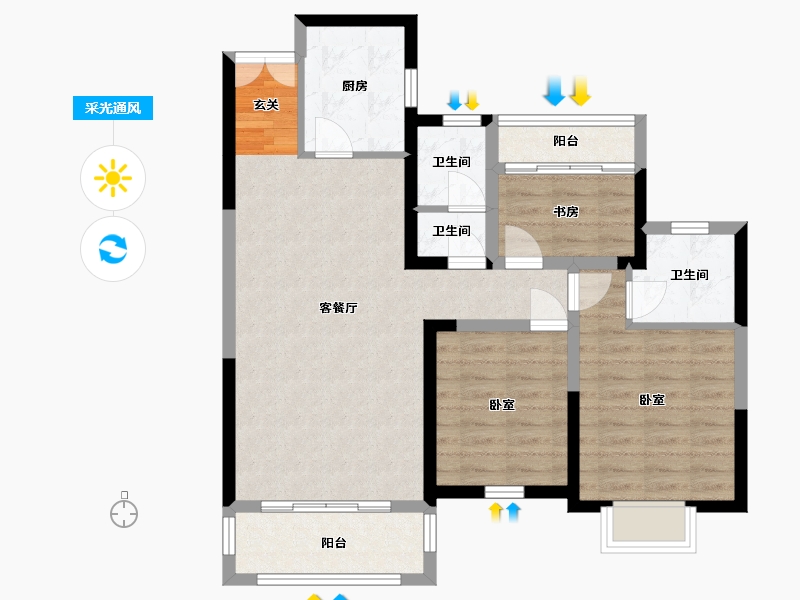 湖南省-岳阳市-天伦溪山府-83.14-户型库-采光通风