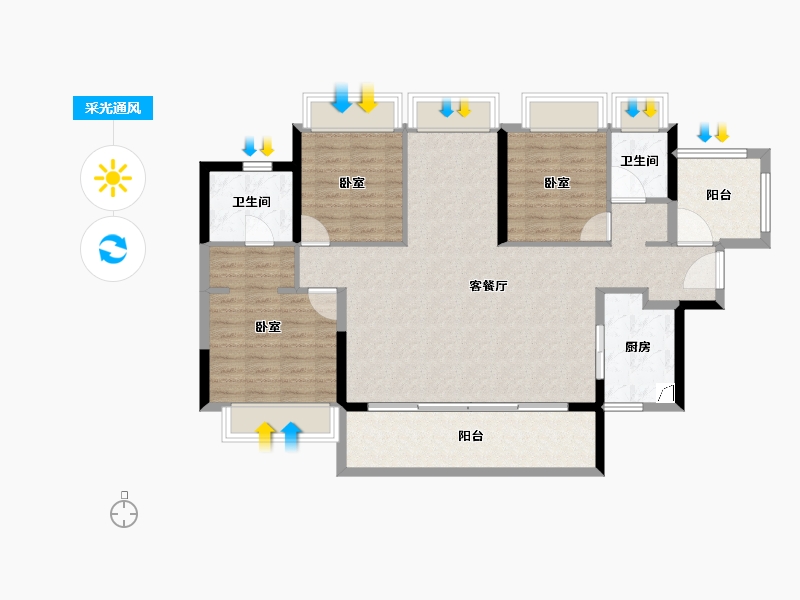 广东省-湛江市-湛江爱琴海国际广场-106.02-户型库-采光通风