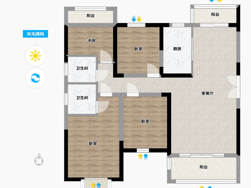 湖南省-岳阳市-天伦溪山府-101.26-户型库-采光通风