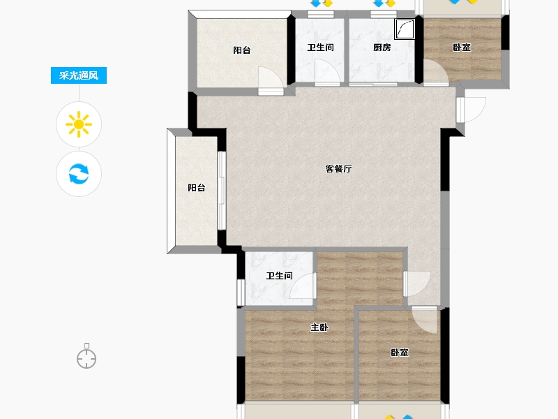 广东省-惠州市-中交香颂花园-82.35-户型库-采光通风