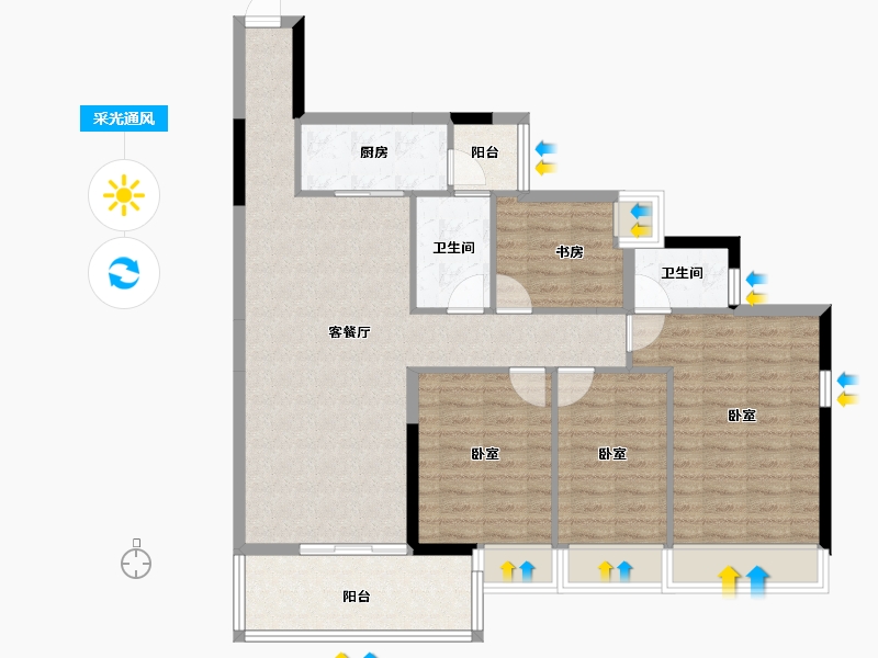 广东省-湛江市-建实碧绿花园-103.13-户型库-采光通风