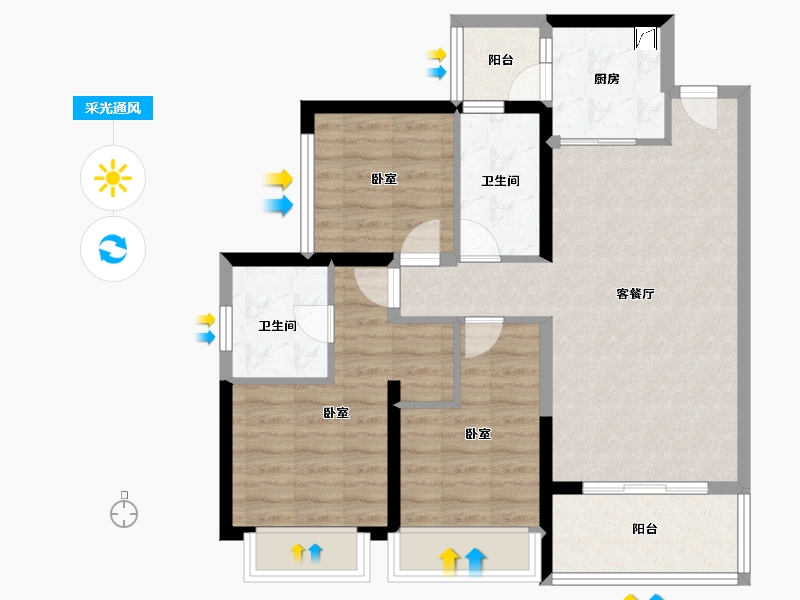 广东省-佛山市-电建地产·洺悦半岛-81.40-户型库-采光通风