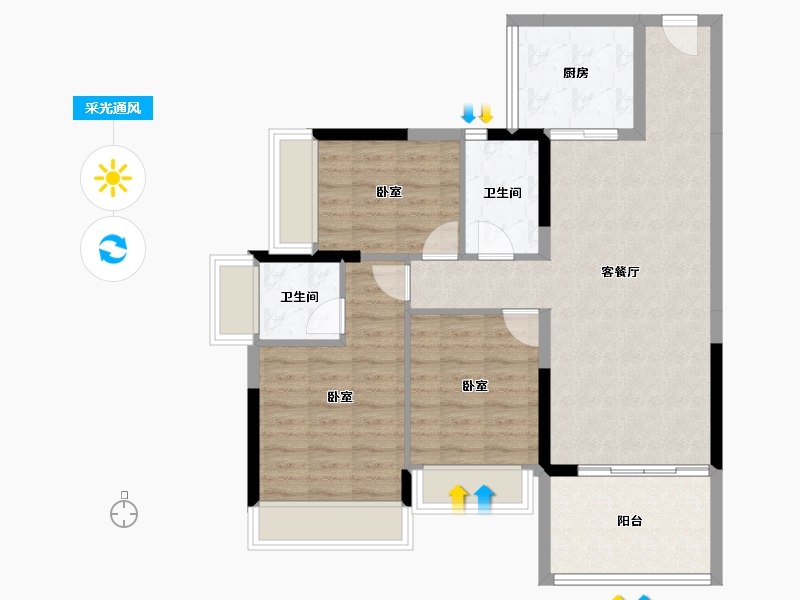 广东省-湛江市-雍豪园-85.42-户型库-采光通风