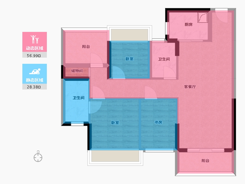 广东省-惠州市-中交香颂花园-75.01-户型库-动静分区