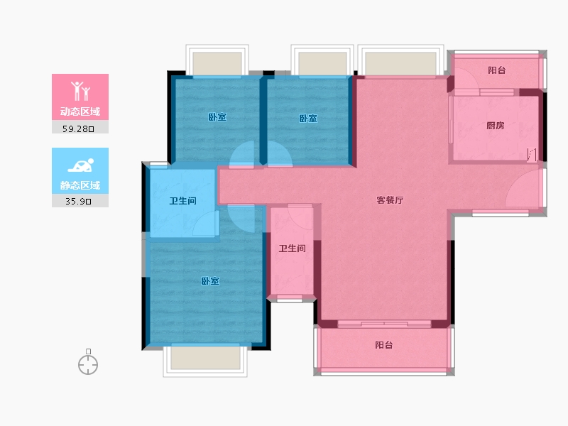 广东省-江门市-方圆月岛首府-84.47-户型库-动静分区