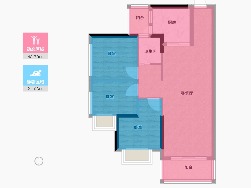 广东省-佛山市-碧桂园翡翠郡-64.56-户型库-动静分区