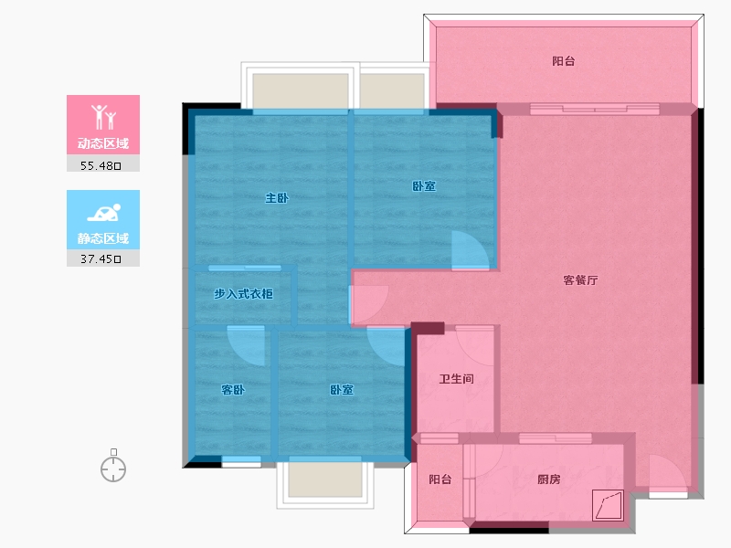 广东省-惠州市-海伦堡中侨公馆-82.95-户型库-动静分区