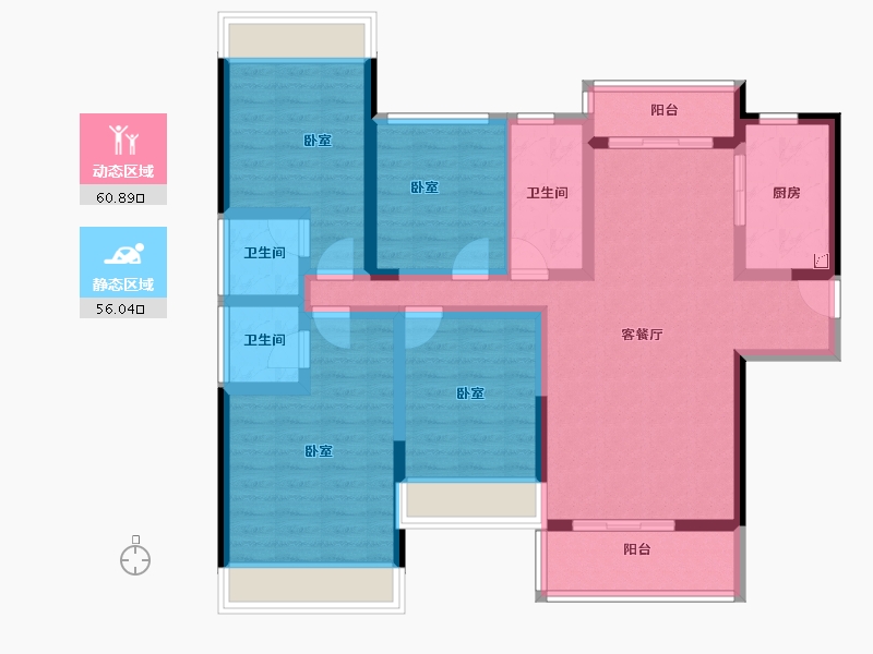 广东省-江门市-帕佳图·双子星广场-102.42-户型库-动静分区