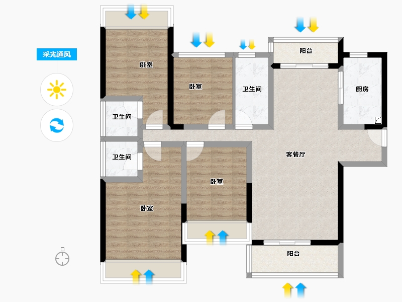 广东省-江门市-帕佳图·双子星广场-102.42-户型库-采光通风