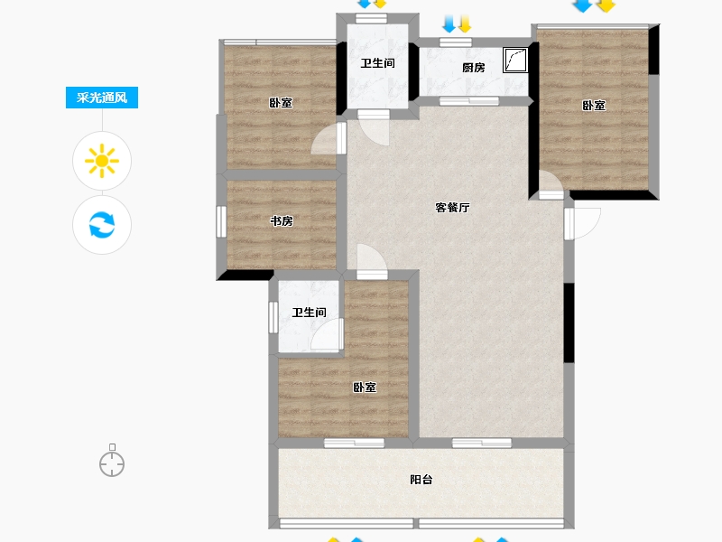 湖南省-株洲市-望云印象-94.51-户型库-采光通风