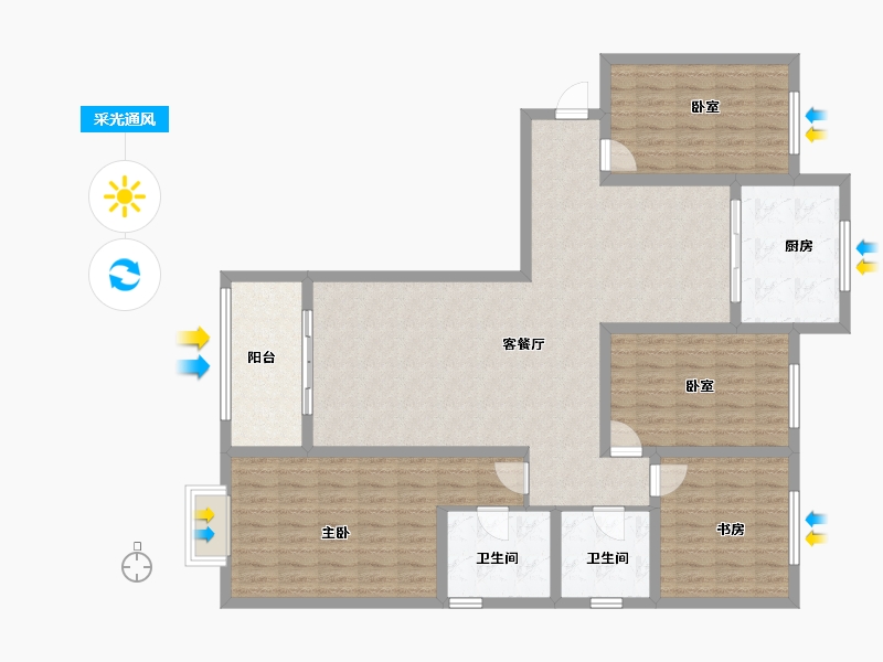 甘肃省-天水市-福迪瑞府-127.00-户型库-采光通风