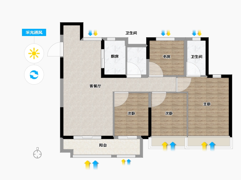 山东省-威海市-中梁国信海岳府-110.00-户型库-采光通风