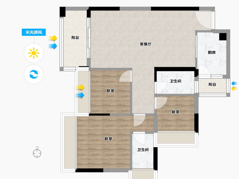 广东省-广州市-海港成天荷1号-80.70-户型库-采光通风