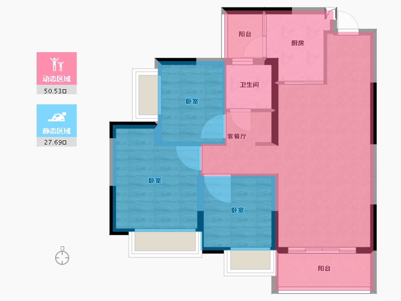 湖北省-黄石市-黄石恒大御景-69.55-户型库-动静分区