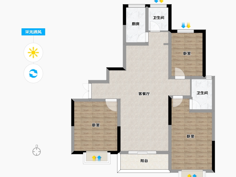 河南省-信阳市-翠竹阁-106.01-户型库-采光通风