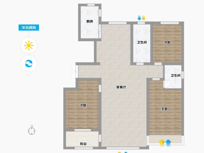 山东省-潍坊市-东方天韵韵和园-118.24-户型库-采光通风