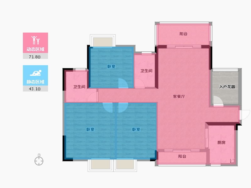 广东省-佛山市-奥园公园一号-109.54-户型库-动静分区