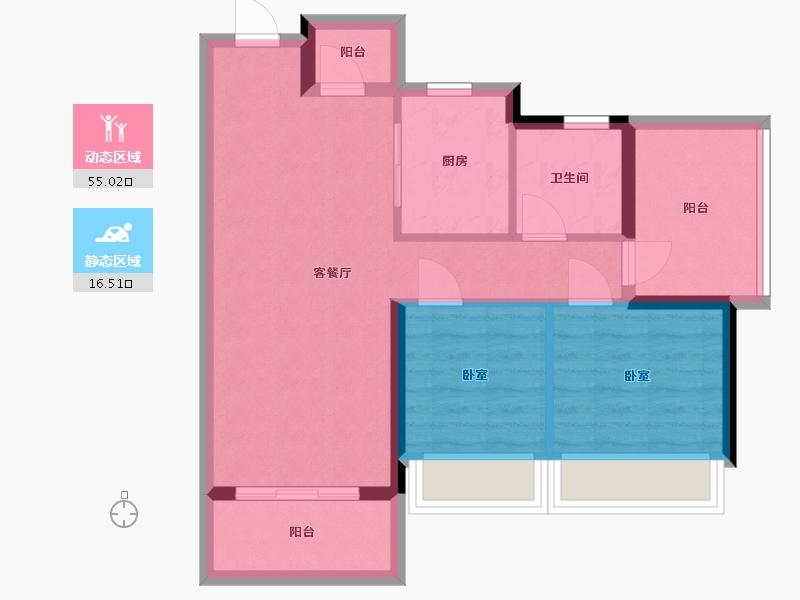 广东省-惠州市-龙光玖云台-63.57-户型库-动静分区