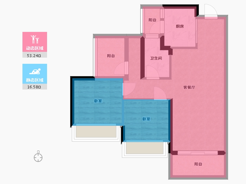 广东省-惠州市-龙光玖云台-61.33-户型库-动静分区