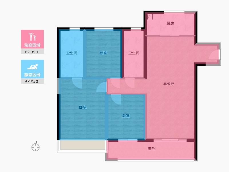 湖北省-武汉市-滨江金茂府-97.73-户型库-动静分区