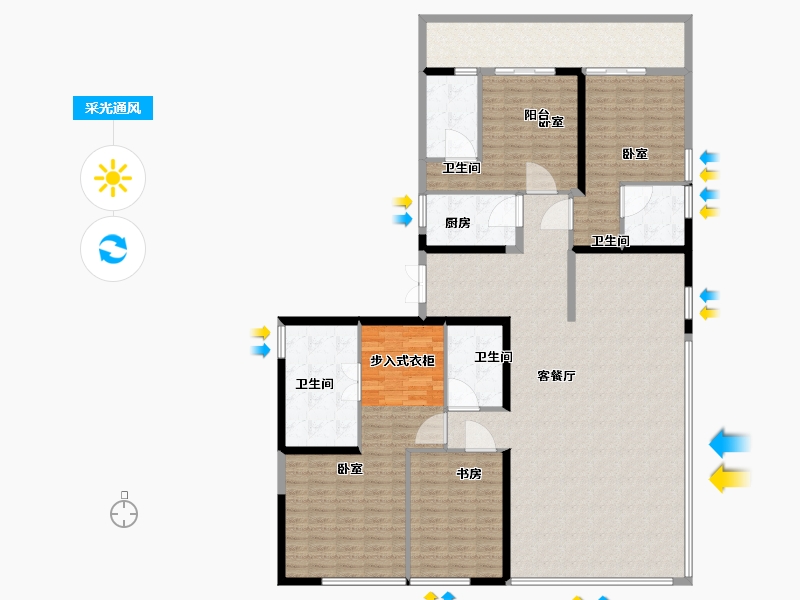 湖北省-武汉市-绿地海珀滨江-196.00-户型库-采光通风