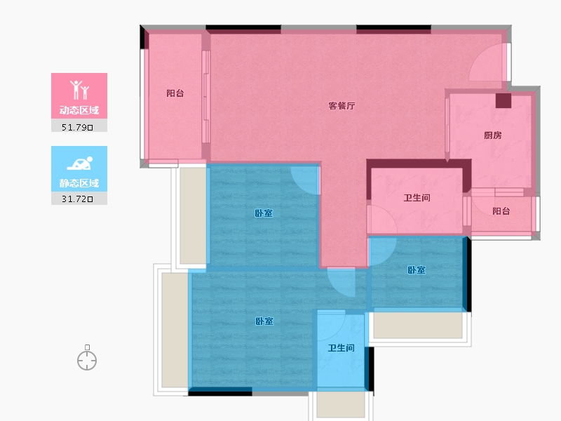 广东省-广州市-海港成天荷1号-74.85-户型库-动静分区