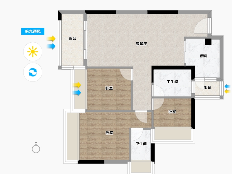 广东省-广州市-海港成天荷1号-74.85-户型库-采光通风