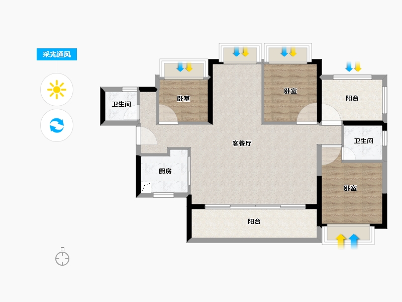 广东省-湛江市-湛江爱琴海国际广场-98.48-户型库-采光通风